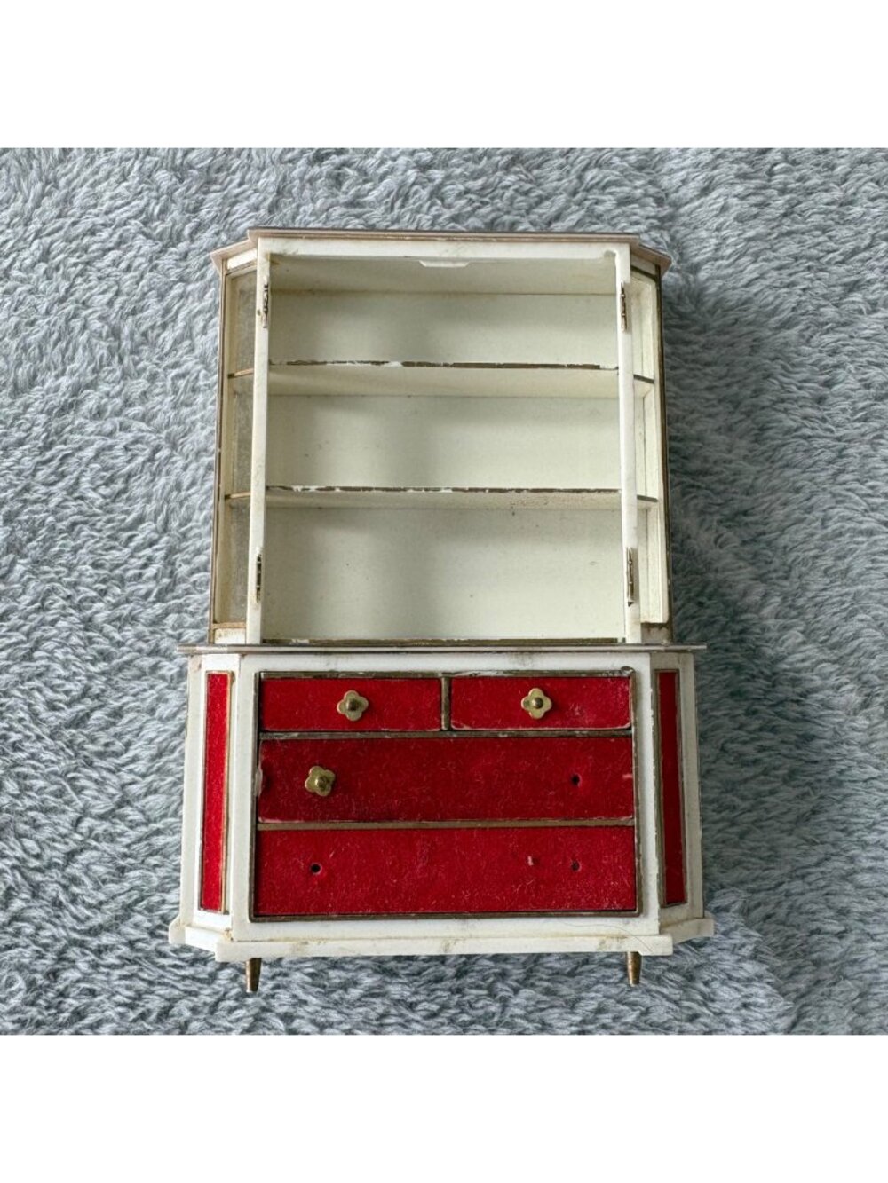 Ideal Petite Princess Fantasy Furniture Cabinet FLAWED Red Velvet Faux Marble